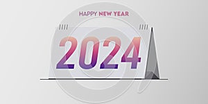 Creative 2024 happy new year celebration greeting card design template in desk calendar concept.