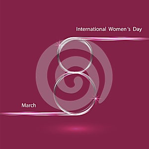 Creative 8 March logo vector design with international women`s day background.Women`s day symbol.Minimalistic design for