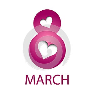 Creative 8 March logo vector design with international women`s day icon.Women`s day symbol.Minimalistic design for international