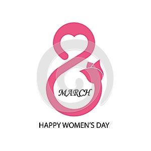 Creative 8 March logo vector design with international women`s day icon.Women`s day symbol.Minimalistic design for international