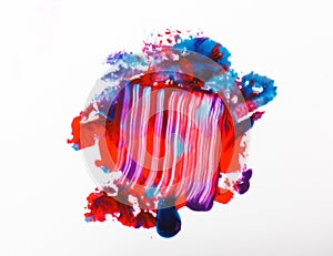 Creative abstract art, smear red and blue colors