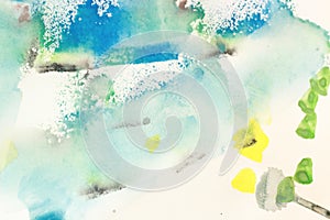 Creative abstract background with a bright detailed watercolor wet texture