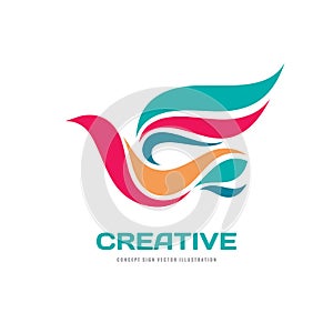 Creative - abstract colored bird. Vector logo template concept illustration. Wings sign. Dove symbol. Positive design element.