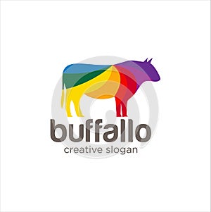 Creative Abstract Colorful Buffallo Logo Icon Design Vector . Animal Colurful Bull Logo Illustration