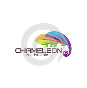 Creative Abstract Colorful Chameleon Logo Icon Design Vector . Animal Colurful Logo Illustration