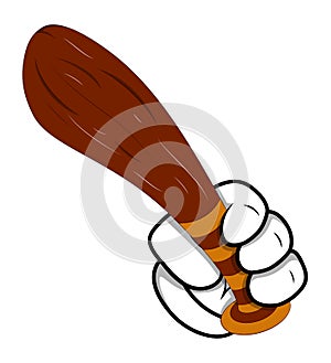 Cartoon Hand Holding Base Bat - Vector Illustration