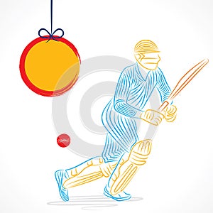 Creative abstract cricket player design by brush stroke