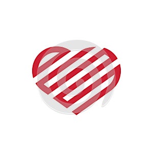 Creative abstract heart, symbol of love, red vector logo template, icon design