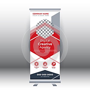 Creative abstract modern corporate business vertical roll up banner design template vector illustration concept exhibition