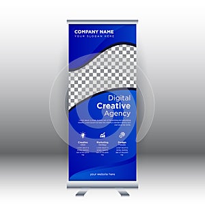 Creative abstract modern corporate business vertical roll up banner design template vector illustration concept exhibition