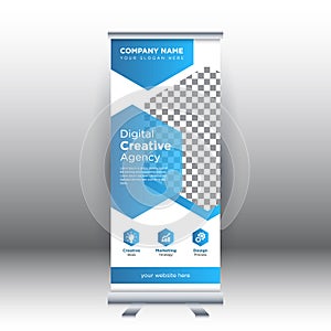 Creative abstract modern corporate business vertical roll up banner design template vector illustration concept exhibition