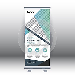 Creative abstract modern corporate business vertical roll up banner design template vector illustration concept exhibition