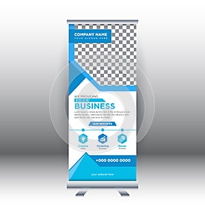 Creative abstract modern corporate business vertical roll up banner design template vector illustration concept exhibition