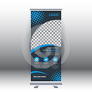 Creative abstract modern corporate business vertical roll up banner design template vector illustration concept exhibition