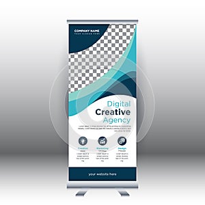 Creative abstract modern corporate business vertical roll up banner design template vector illustration concept exhibition