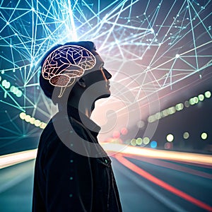 Abstract AI creative brain and thinking concept