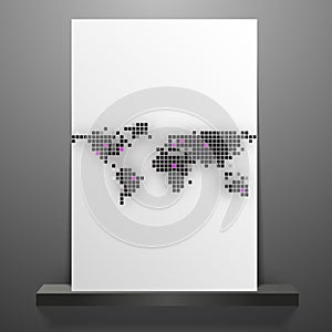 Creative abstract square shape formed world map.