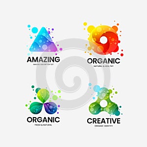 Abstract triangle organic vector corporate identity logo sign. Logotype emblem illustration set. Delta organic badge design bundle