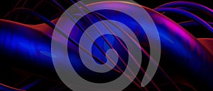 Creative Abstract Twirls Neon Irridescent PurpleBlue 3D Background 3D Illustration photo