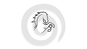 Creative Abstract White Horse Stallion Logo Vector Design Illustration