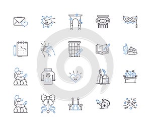 Creative activities outline icons collection. Innovative, Crafting, Drawing, Painting, Designing, Imaginative, Composing