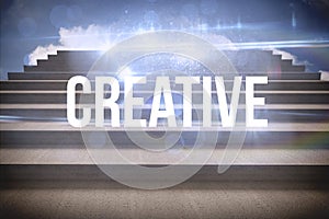 Creative against steps against blue sky