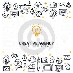 Creative Agency. Background with doodle design elements.