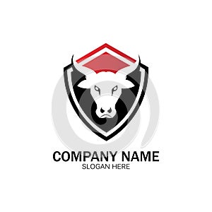 creative angry shield bull head logo design symbol vector illustration-vector