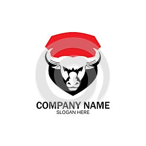 creative angry shield bull head logo design symbol vector illustration-vector