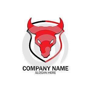 creative angry shield bull head logo design symbol vector illustration-vector