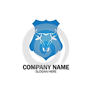 creative angry shield bull head logo design symbol vector illustration-vector