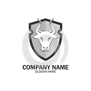 creative angry shield bull head logo design symbol vector illustration-vector