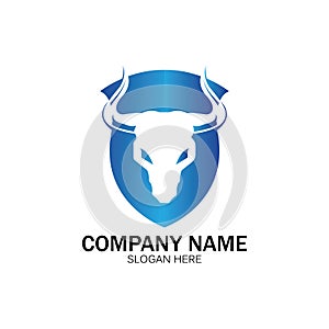 creative angry shield bull head logo design symbol vector illustration-vector