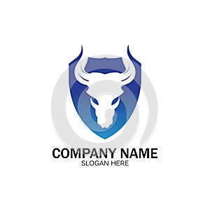 creative angry shield bull head logo design symbol vector illustration-vector