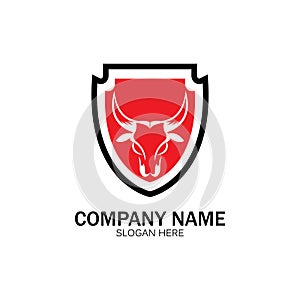 creative angry shield bull head logo design symbol vector illustration-vector