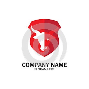 creative angry shield bull head logo design symbol vector illustration-vector