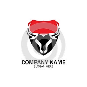 creative angry shield bull head logo design symbol vector illustration-vector