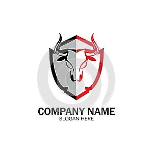 creative angry shield bull head logo design symbol vector illustration-vector