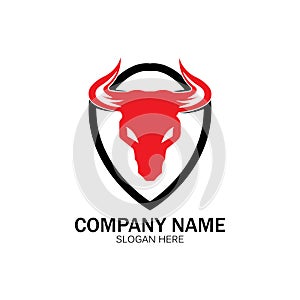 creative angry shield bull head logo design symbol vector illustration-vector