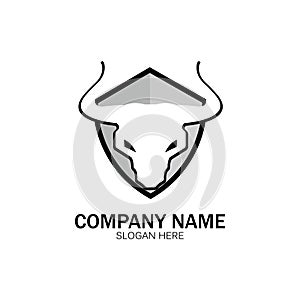 creative angry shield bull head logo design symbol vector illustration-vector