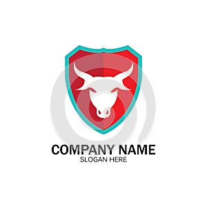 creative angry shield bull head logo design symbol vector illustration-vector