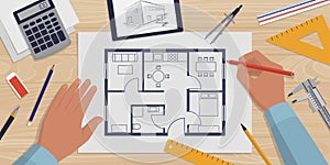 Creative architect working on a house project