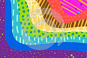 Creative art background hand drawn in vibrant colors. Collage. Vector