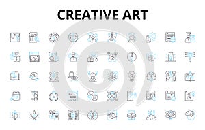 Creative art linear icons set. Visionary, Imaginative, Innovative, Expressive, Eccentric, Spirited, Colorful vector