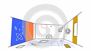 A creative art and science fusion space where young artists create graffitistyle STEM designs merging creativity with