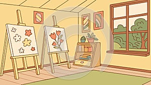 Creative art studio interior, perfect for artistic expression and learning, vector design Generative AI