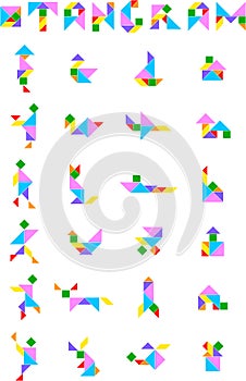 Creative art tangram set of colorful shapes