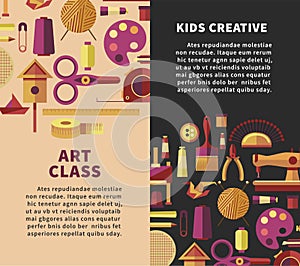 Creative art vector poster for kids DIY projects or handicraft and handmade craft workshop classes
