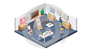 Creative Art Workshop Studio with Artists, vector design Generative AI