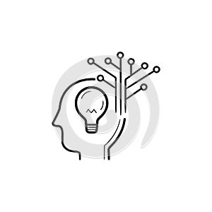 Creative artificial intelligence hand drawn outline doodle icon.